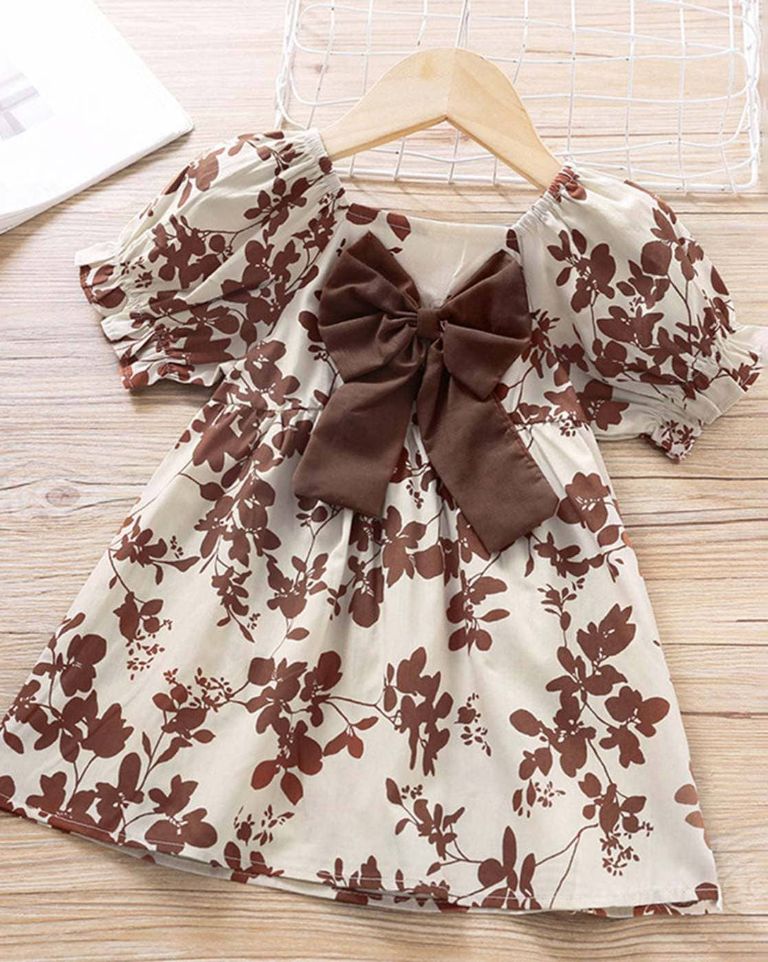 Floral Print Fit Flare Dress with Bow Accent