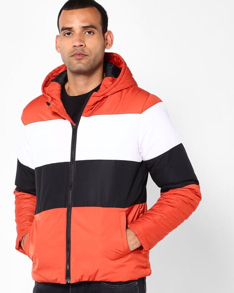 Colourblock Zip-Front Hooded Jacket