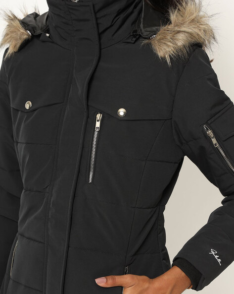 womens ski jacket with faux fur hood