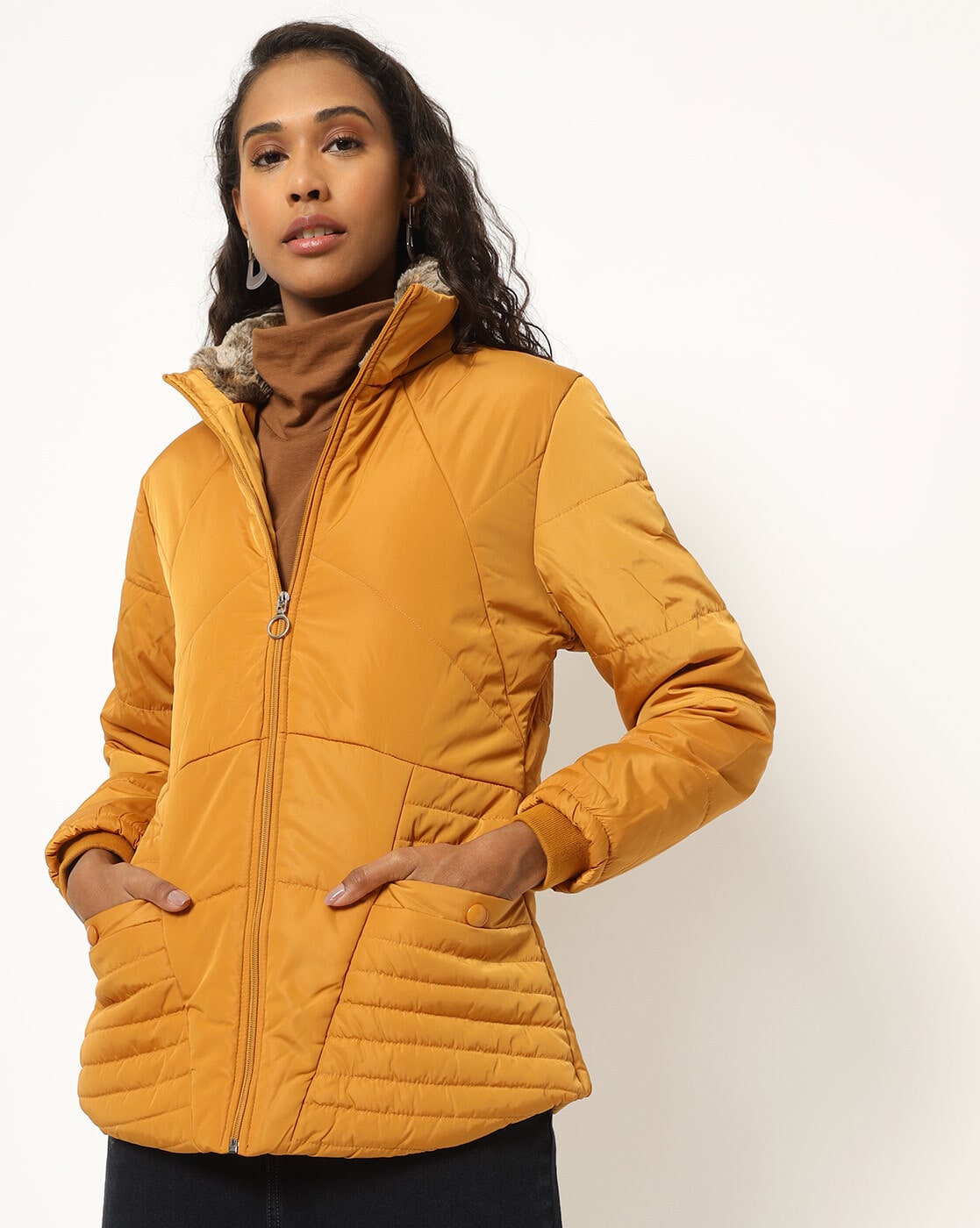 mustard yellow quilted jacket