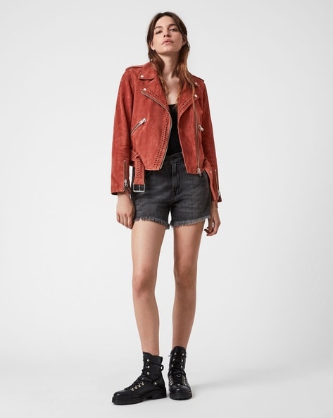 allsaints braided leather jacket