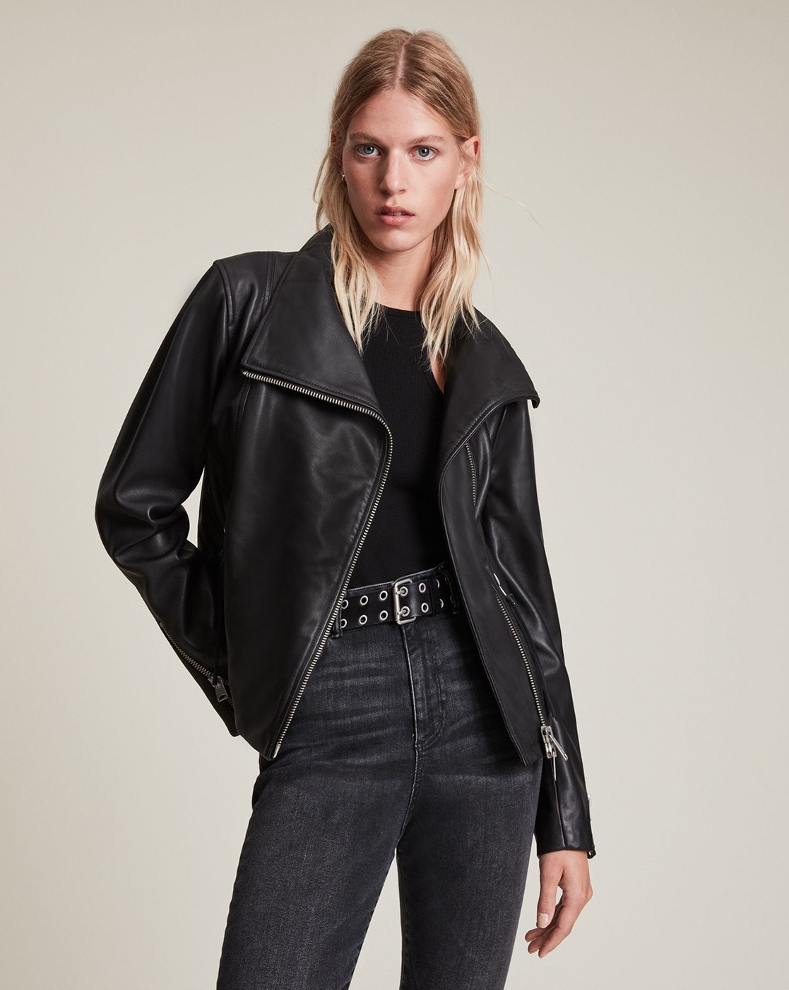 Allsaints bales leather on sale jacket