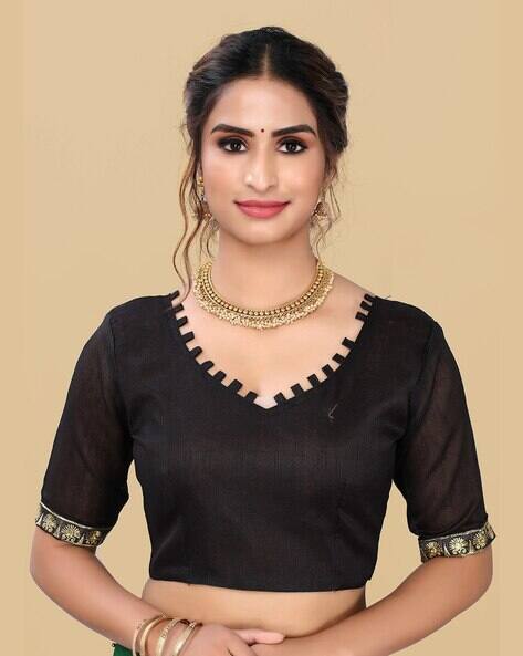 Buy Black Sarees for Women by AKSHARAM 