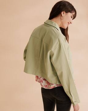 Crop Jacket with Flap Pockets