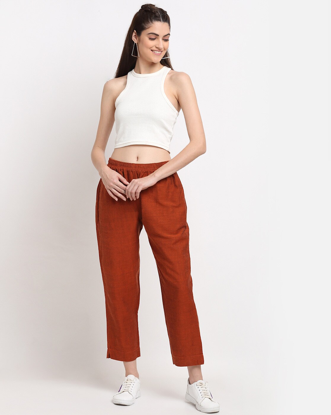 Paperbag Waist Pants with Tie-Up Belt