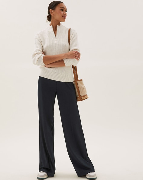 Buy Navy Trousers & Pants for Women by FITHUB Online | Ajio.com
