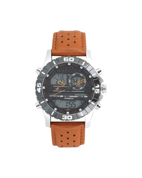 NN38035SL04 Analogue-Digital Watch with Leather Strap