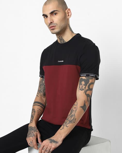 Colourblock Crew-Neck T-shirt with Logo Branding