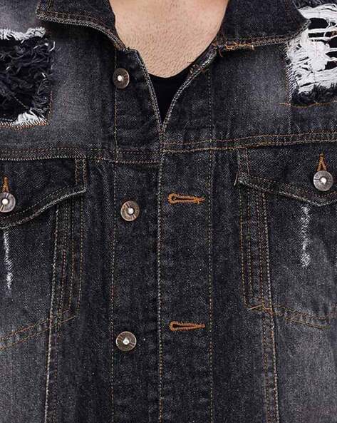 PREMIUM QUALITY BLACK DENIM JACKET WITH INSIDE FUR FOR MEN -BRANHU001D –  www.soosi.co.in