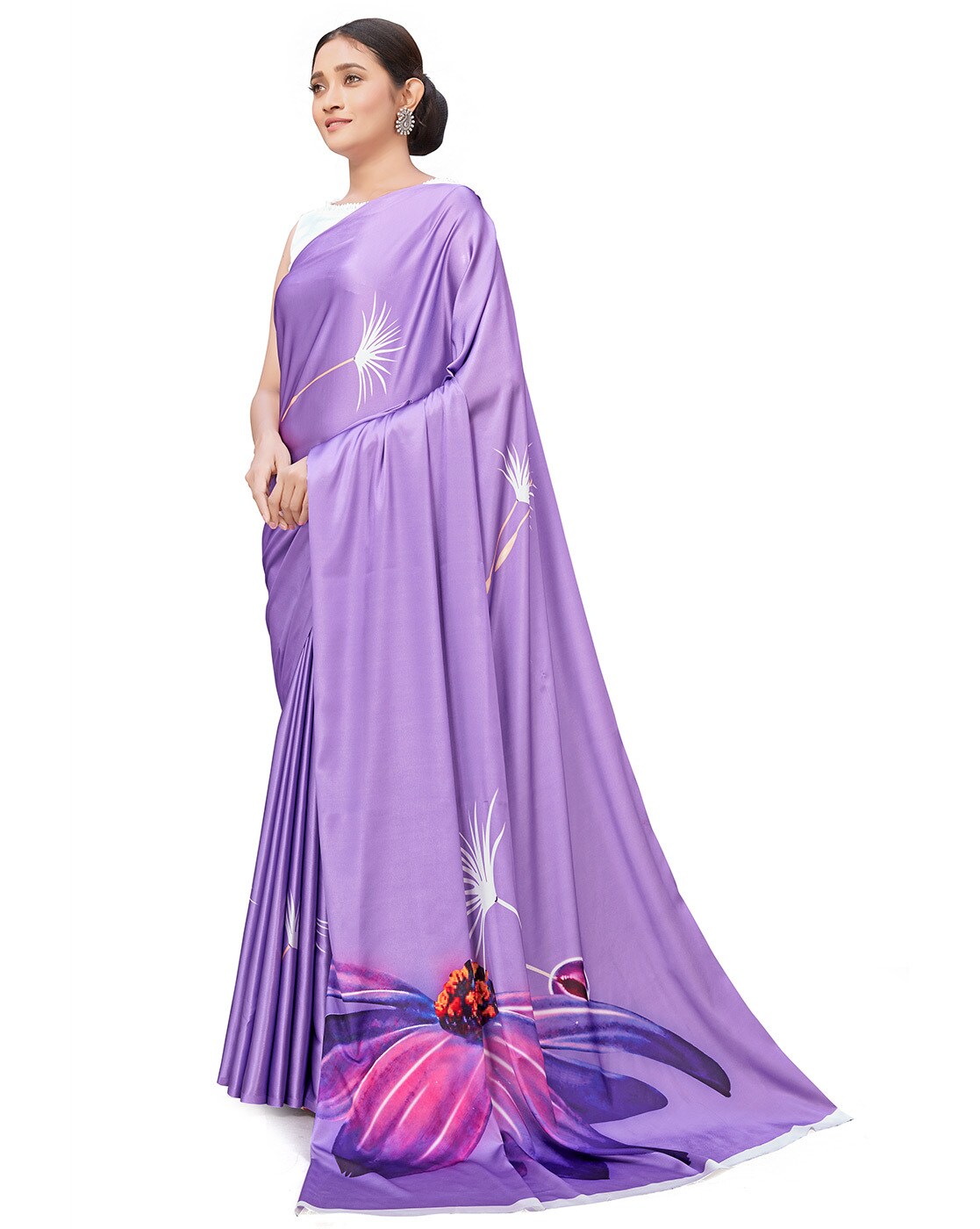 Buy Lavender Sarees for Women by Monjolika Fashion Online