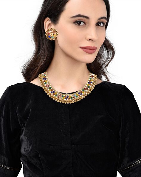 Sterling Silver Madhubala Choker and Earrings Set – Vamika Silver, Jaipur