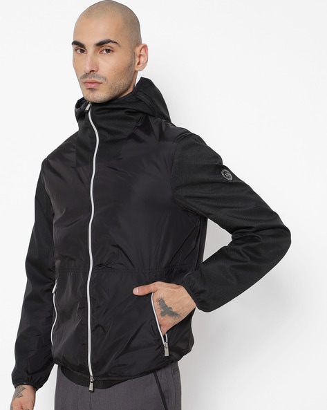 Padded Zip Front Windbreaker with Hood