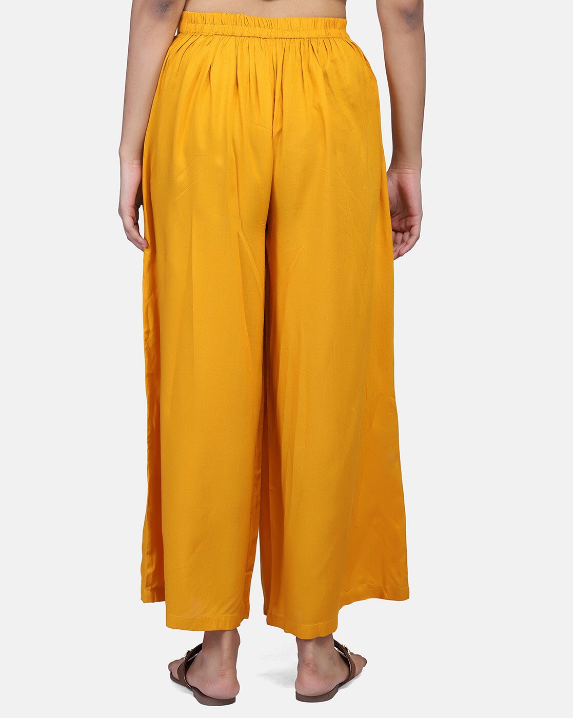 Buy Black Lycra Top with Yellow Palazzo Pants for Girls Online