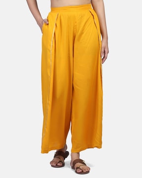 Buy IndiWeaves Solid Rayon Palazzo pant for Women Pack of 1 Mustard  Online at Best Prices in India  JioMart