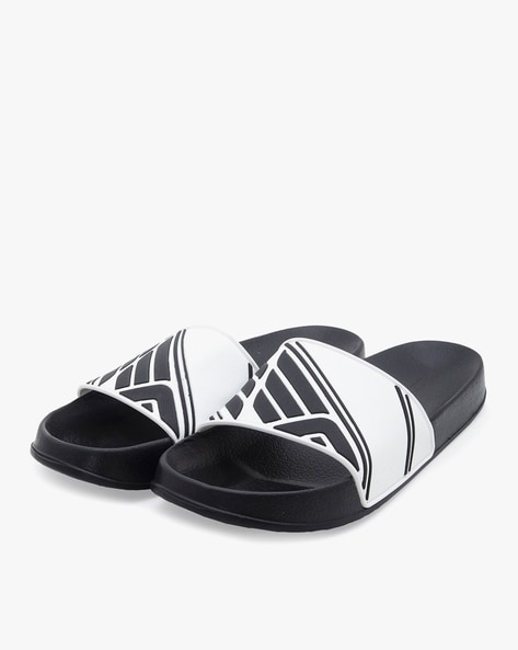 Black and hotsell white men's slides