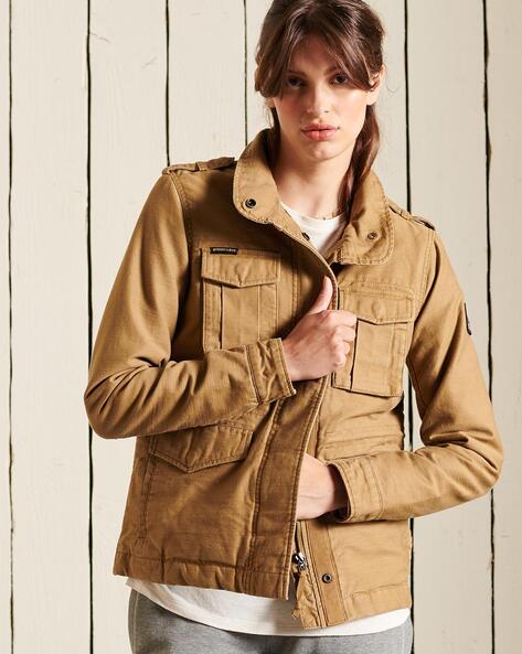 Lined military hot sale jacket womens