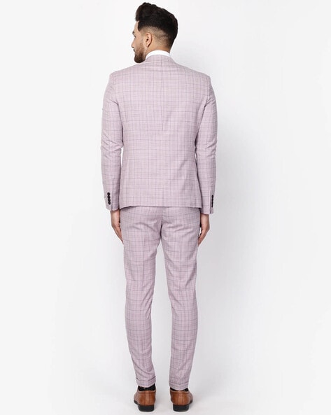 Limehaus | Grey & Navy Checked Slim Fit Trousers | Suit Direct