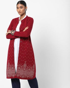 Printed Quilted Open-Front Shrug-image-23