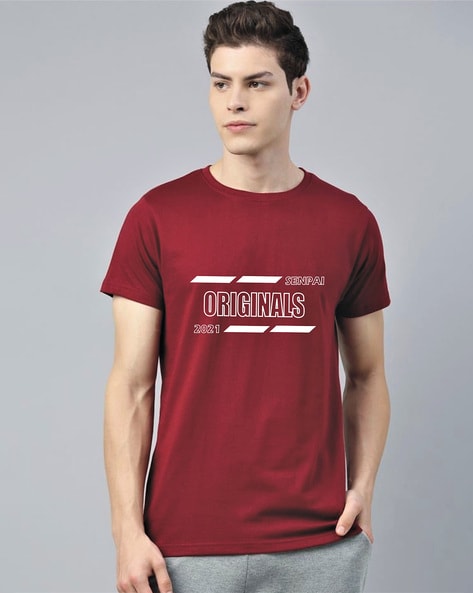 Men's full Sleeve Round Neck T-Shirt Maroon – Kjunction Online Store