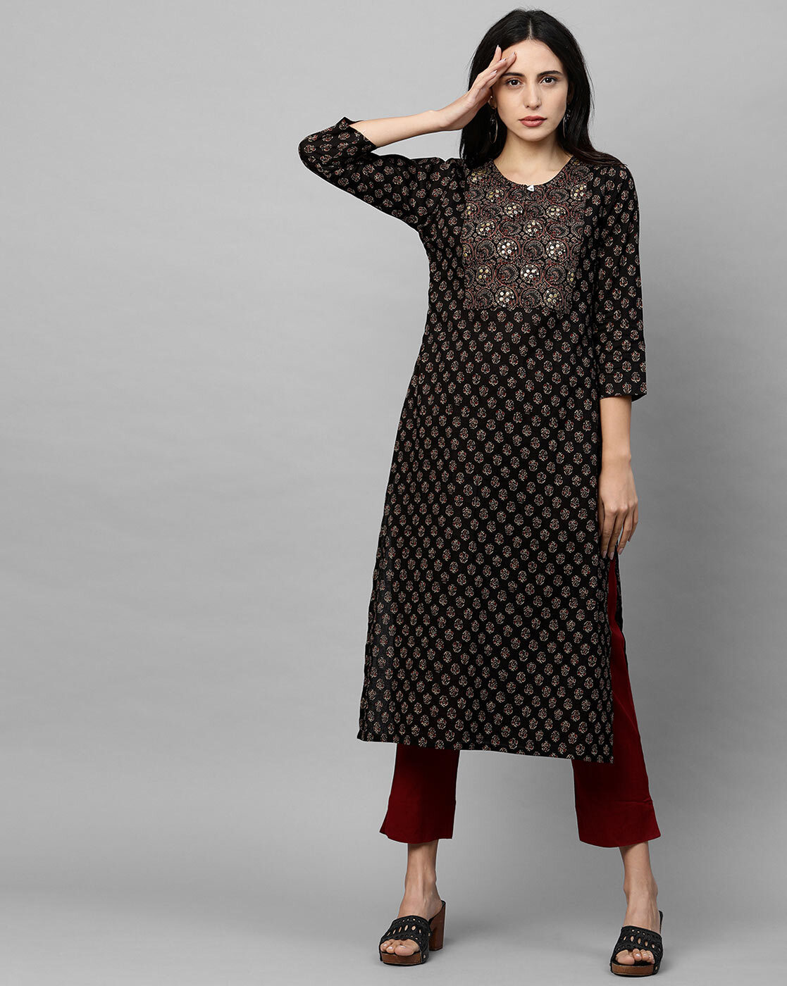 fashor black kurta