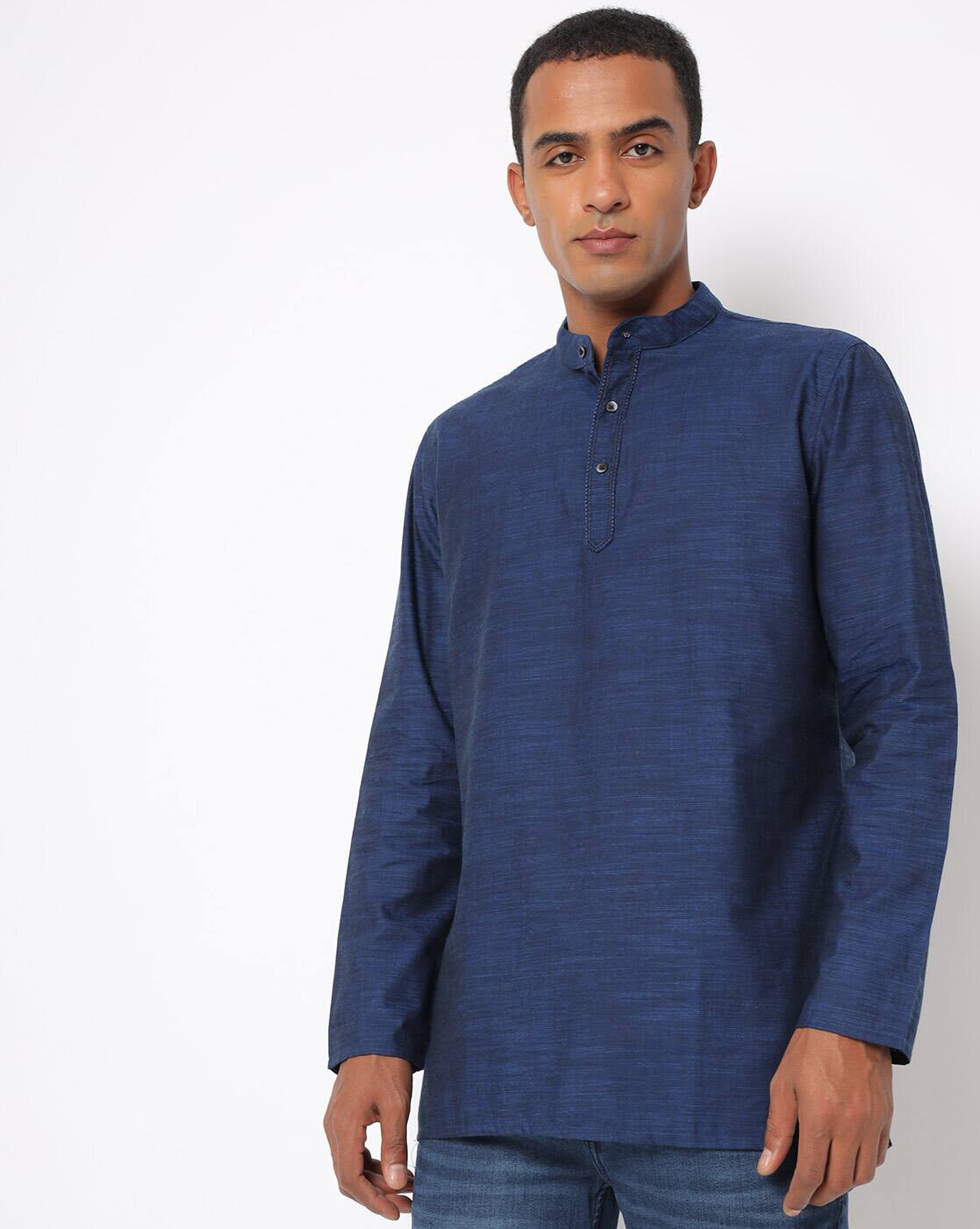 Buy Navy Blue Kurtas for Men by NETPLAY 