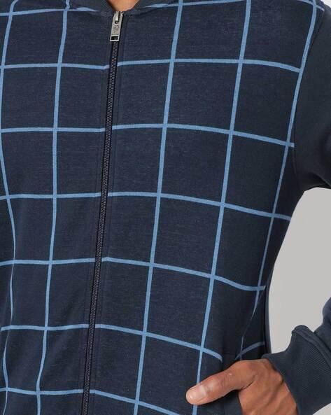 Checked Zip-Front Sweatshirt with Pockets view 3
