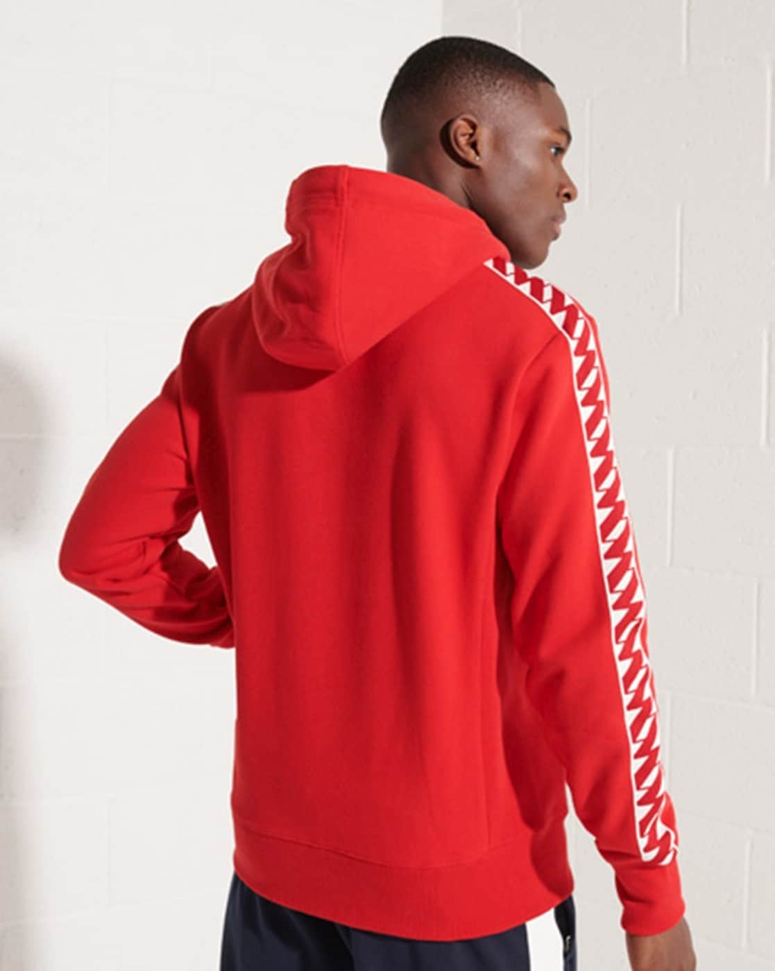 Adidas tape hotsell hoodie red