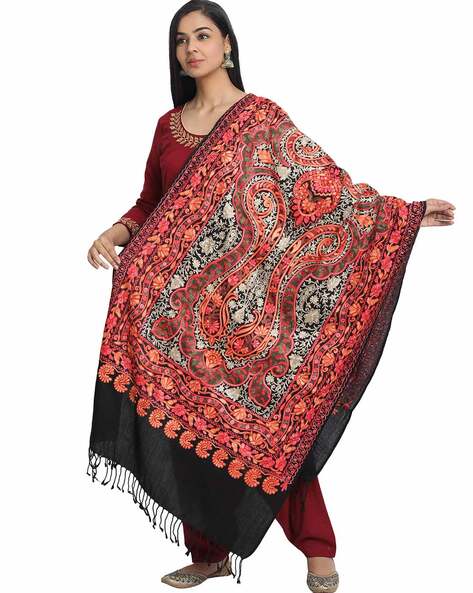 Kashmir Embroidery Faux Wool Stole Price in India
