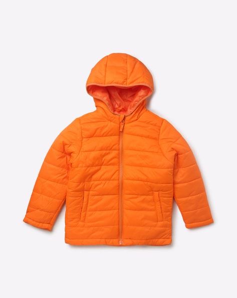 Zip Front Hooded Puffer Jacket