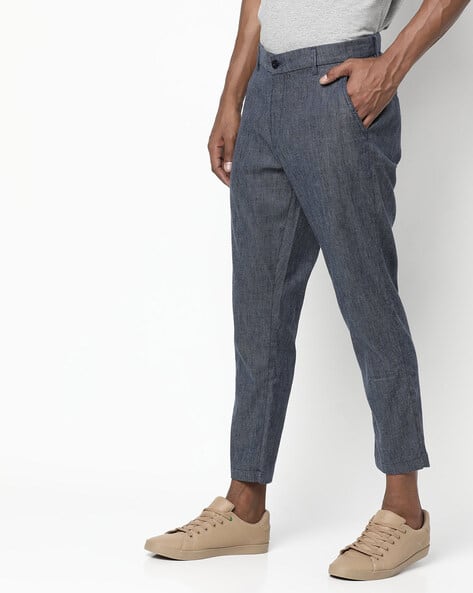 Cropped Flat-Front Pants