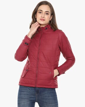 maroon colour winter jacket