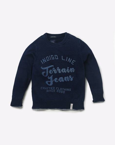 Typographic Print Crew-Neck Sweater