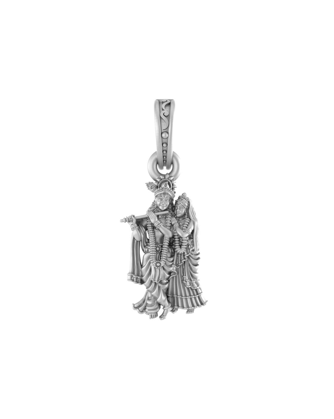 radha krishna silver pendant