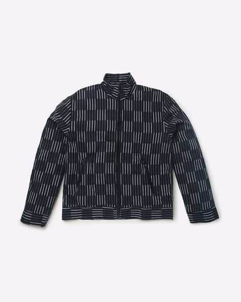 UNDER FOURTEEN ONLY Striped High-Neck Jacket with Zip Pockets