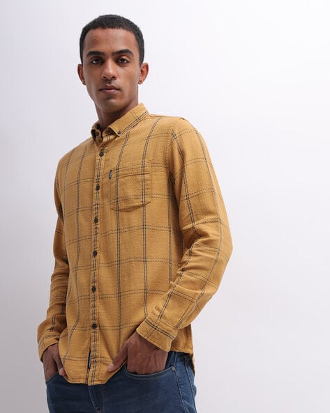 mustard button up