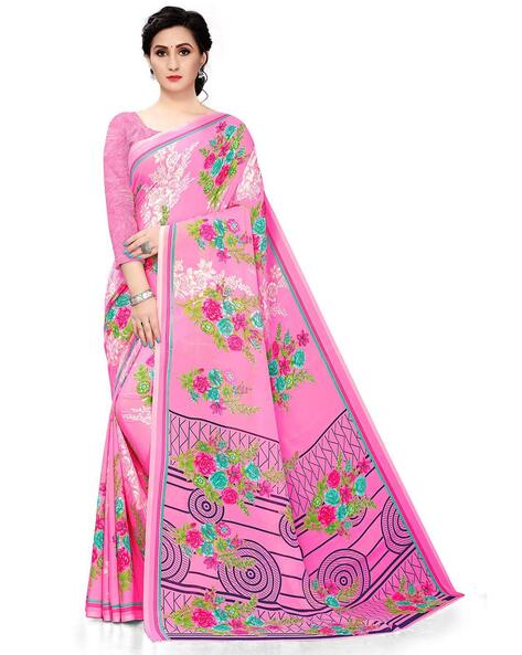 Buy Pink & Brown Sarees for Women by Florence Online | Ajio.com