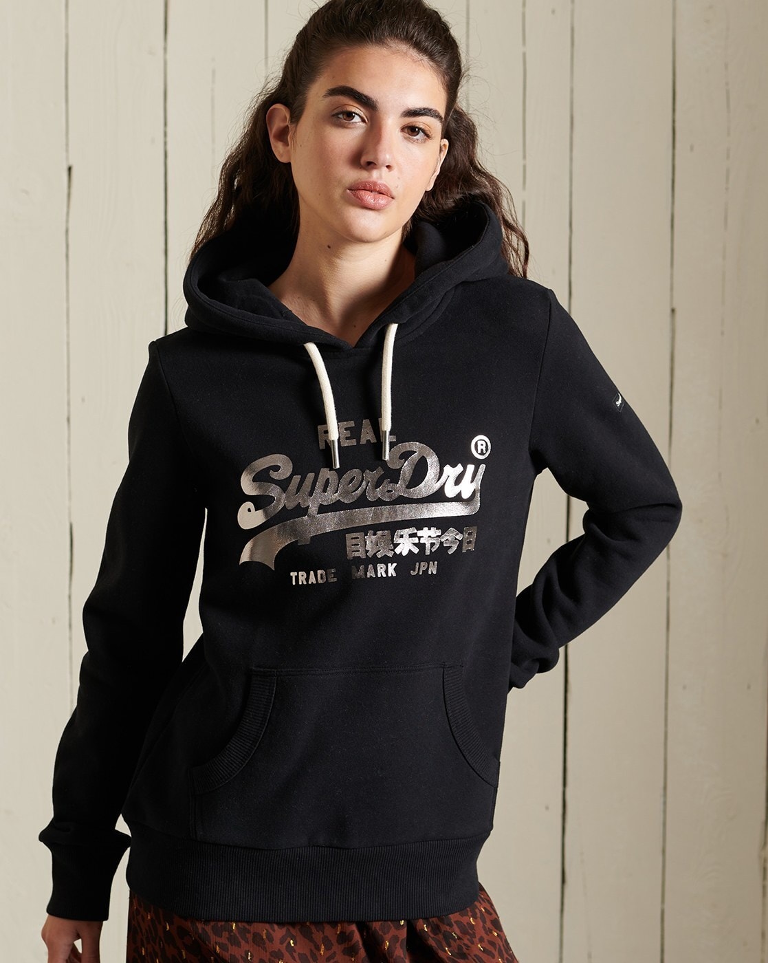 Superdry black clearance hoodie womens