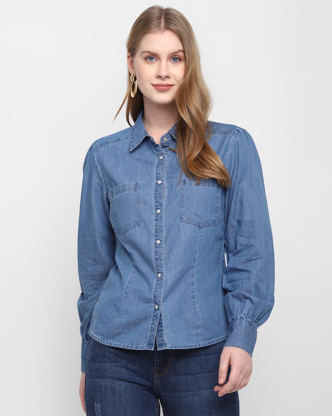 Cloth & Stone Chambray Denim Button-Up Shirt | Clothes, Denim button up, Denim  women