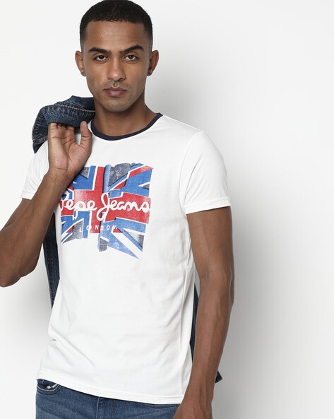 Buy Off-White Tshirts by Men Jeans for Pepe Online