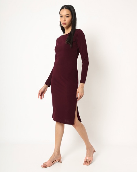 boat neck bodycon dress