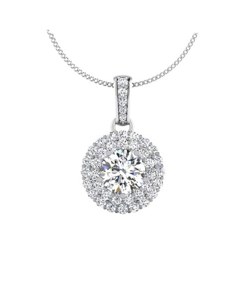 LAB CREATED DIAMOND PENDANT EXCELLENT IDEAL ROUND CUT CUSHION HALO NECKLACE  14k