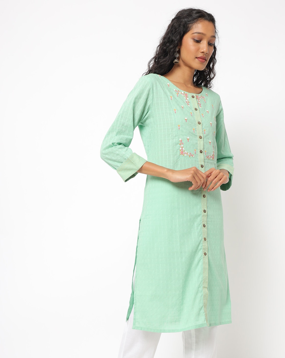 global desi teal kurta