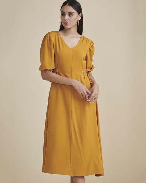 Mustard yellow cheap dress online