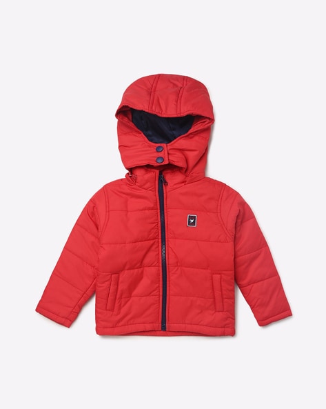 Boy's Red Polyester Solid Bomber Jackets