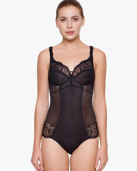 Panelled Lace Bodysuit with Adjustable Straps
