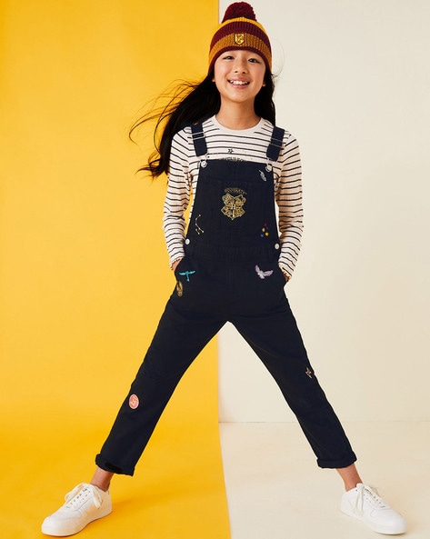 Girls on sale black dungaree