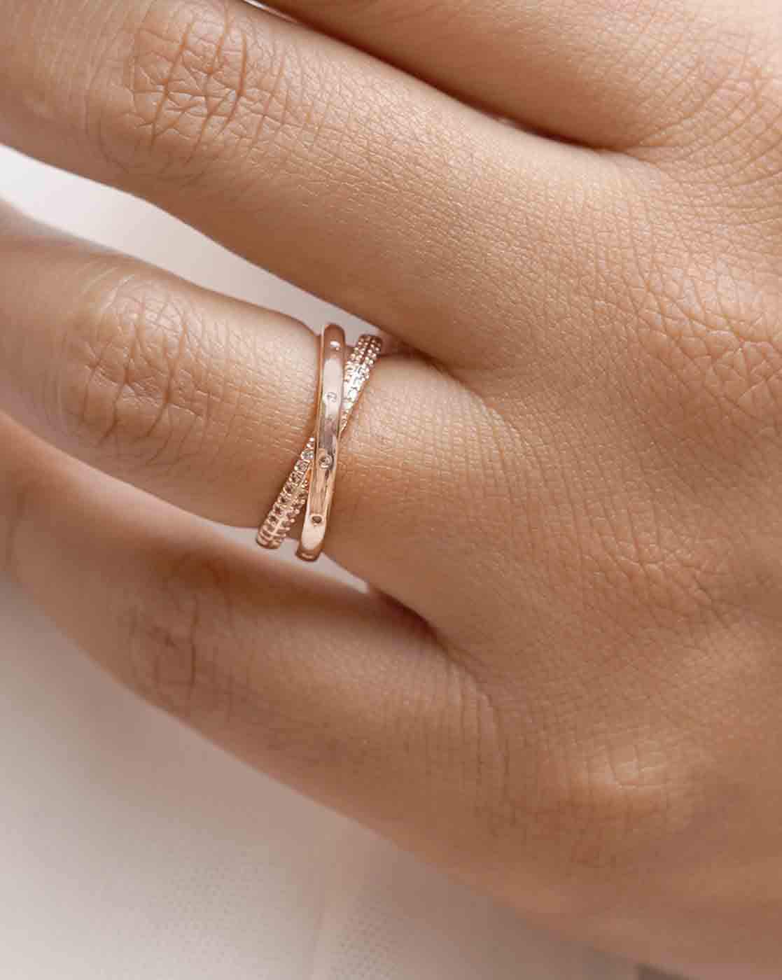 Open Diamond Ring Rose Gold in Stackable Half Eternity Wedding Band | La  More Design