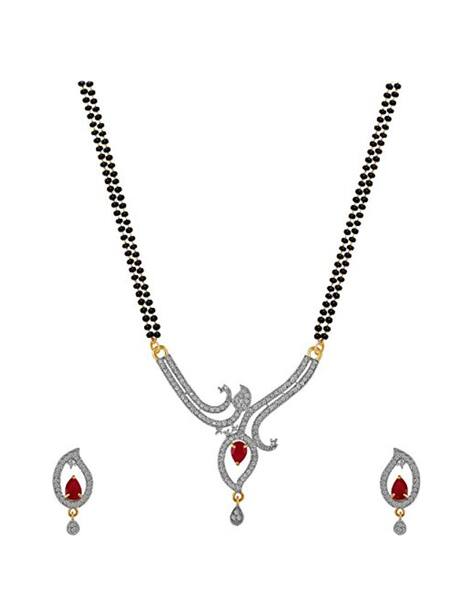 Gold-Plated American Diamond Mangalsutra with Earrings
