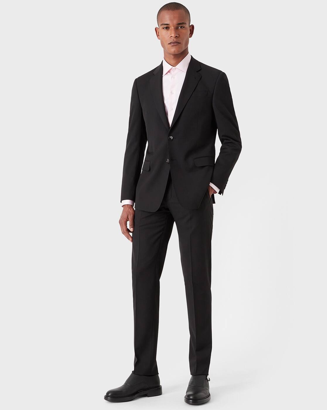 Buy GIORGIO ARMANI Regular Fit 2-piece Suit Set | Black Color Men