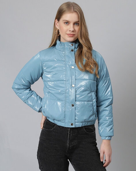 High Shine Quilted Zip Through Jacket